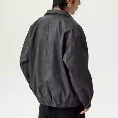 敦煌博物馆 美式复古翻领落肩流行脏脏元素休闲宽松百搭高街机车夹克外套 男女同款