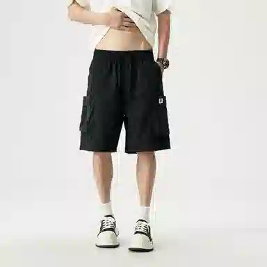 敦煌博物馆 美式复古多口袋机能宽松直筒弹力薄款轻量化松紧腰绳舒适百搭运动休闲短裤 男女同款