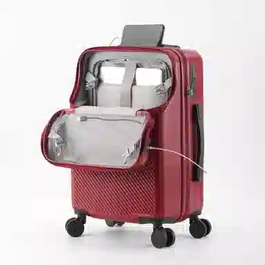 游帝 前开口多功能 带杯架充电口 万向轮旅行箱 男女同款情侣款