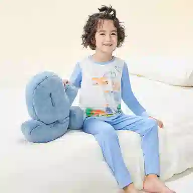 久岁伴 睡眠系列 透气保暖舒适家居服 苍蓝中小童