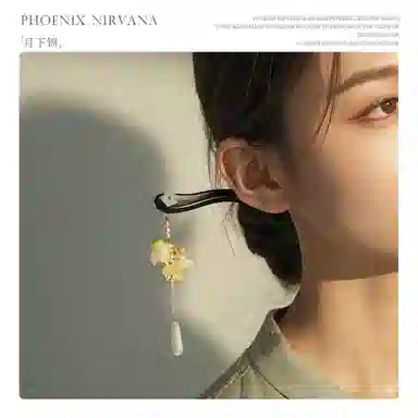 【以东方木韵礼献臻情】 凤凰涅磐 新中式檀木簪子 锦鲤吊坠花朵流苏步摇发钗 小众高级感手工雕刻原创设计#好运 黑檀 发簪 女款