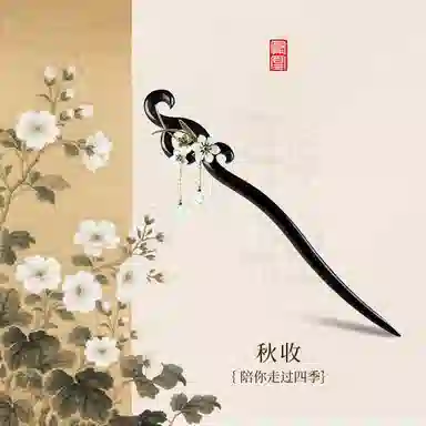 凤凰涅磐 新中式黑檀木国风木簪 步摇高级感簪子盘发 古风流苏木质发钗汉服旗袍 白玛瑙 石榴石 发簪 女款 其他木作 礼物 礼盒