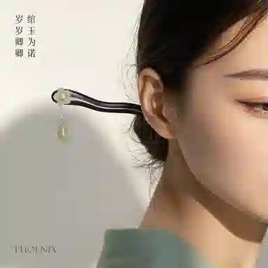 凤凰涅磐 新中式黑檀木国风木簪 步摇高级感簪子盘发 古风流苏木质发钗汉服旗袍 白玛瑙 石榴石 发簪 女款 其他木作 礼物 礼盒