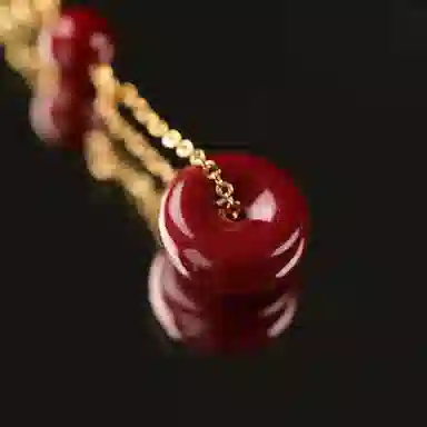 【‘朱’事顺意】 凤凰涅磐 平安扣耳坠 本命年红转运珠 时来运转新中式耳饰#好运 再造辰砂朱砂 耳环 女款