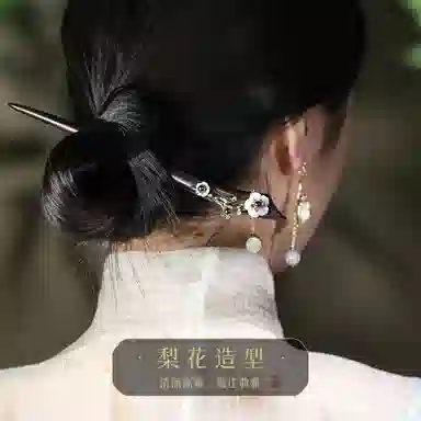 凤凰涅磐 古风新中式簪子木质汉服旗袍木簪日常盘发现代简约  黑檀木 酒红石榴石 发簪 女款 礼物 礼盒