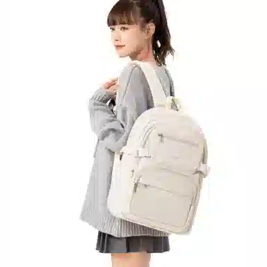 轻骑者 休闲学院风百搭大容量双肩包潮流运动初高中大学生书包电脑背包旅行包 织物 男女同款情侣款  黑色/米白/蓝色/紫色