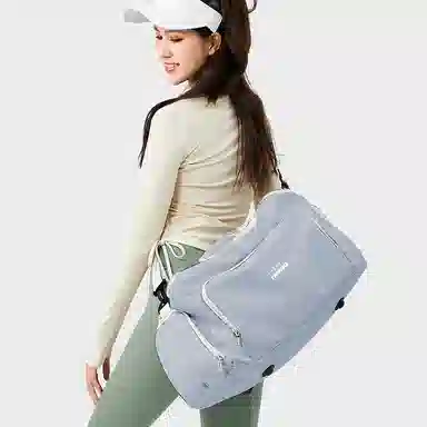 轻骑者 潮流大容量运动健身游泳便携旅游外出露营内置干湿分离独立鞋仓 织物 旅行包斜挎包健身包 大号 男女同款情侣款 米白