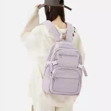 轻骑者 休闲学院风百搭大容量双肩包潮流运动初高中大学生书包电脑背包旅行包 织物 男女同款情侣款  黑色/米白/蓝色/紫色