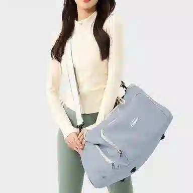 轻骑者 潮流大容量运动健身游泳便携旅游外出露营内置干湿分离独立鞋仓 织物 旅行包斜挎包健身包 大号 男女同款情侣款 米白