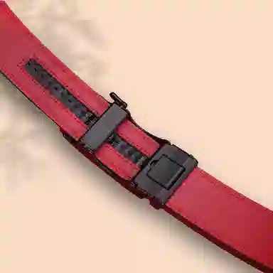 稻草人 自动扣腰带青年百搭时尚简约休闲十二生肖红色 皮带 男款