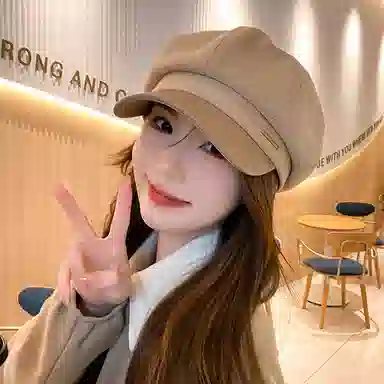 稻草人 秋冬韩系百搭显脸小八角帽 英伦复古文艺风  聚酯纤维 贝雷帽 女款