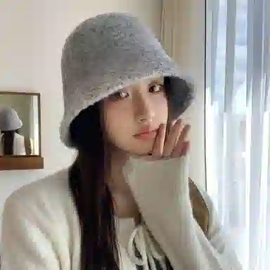 稻草人 毛绒绒保暖盆帽显脸小韩版简约百搭 涤纶 渔夫帽 女款