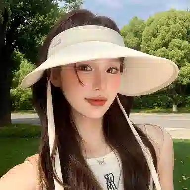 稻草人 夏季檐空顶遮阳 海边沙滩度假遮脸防紫外线 韩系百搭 显脸小 锦纶 防晒帽 女款