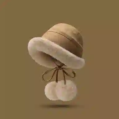 稻草人 秋冬甜美可爱百搭毛绒盆帽显脸小 加绒保暖防风 麂皮绒 渔夫帽 女款