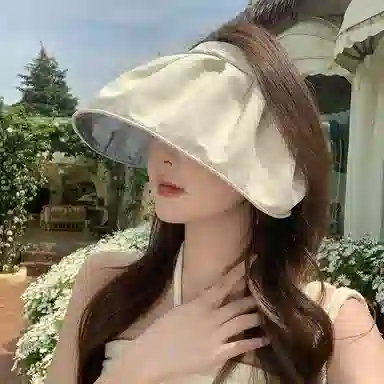 稻草人 夏季防紫外线空顶太阳帽 韩系百搭显脸小 大帽檐 可折叠 涤纶 防晒帽 女款