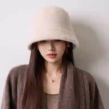 稻草人 毛绒水桶帽保暖防寒 简约百搭时尚 显脸小 涤纶 渔夫帽 女款