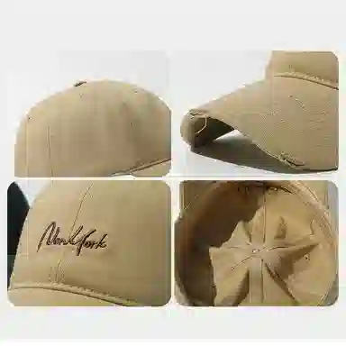 稻草人 韩版百搭简约刺绣字母棒球帽 大头围显脸小时尚潮流 棉 鸭舌帽 男女同款情侣款