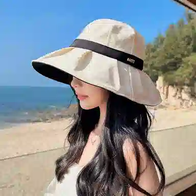 稻草人 简约撞色显脸小 户外游玩遮阳防晒 时尚韩版 聚酯纤维 渔夫帽 女款