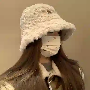 稻草人 毛绒绒盆帽甜美可爱百搭 冬天保暖显脸小 韩版高级感 聚酯纤维 渔夫帽 女款