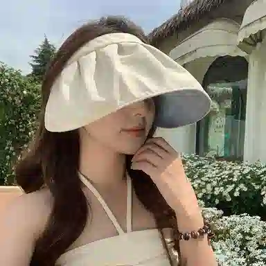 稻草人 夏季防紫外线空顶太阳帽 韩系百搭显脸小 大帽檐 可折叠 涤纶 防晒帽 女款