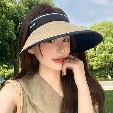 稻草人 大帽檐空顶遮阳帽 防紫外线 显脸小 简约百搭 聚酯纤维 防晒帽 女款