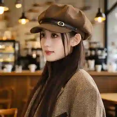 稻草人 秋冬经典百搭复古八角蓓蕾帽 日系时尚显脸小文艺报童帽 聚酯纤维 贝雷帽 女款