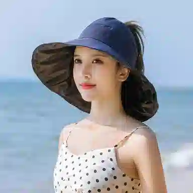 稻草人 空顶遮阳防紫外线 百搭显脸小 聚酯纤维 防晒帽 女款