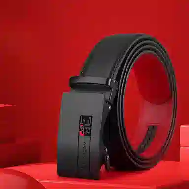 稻草人 自动扣腰带青年百搭时尚简约休闲十二生肖红色 皮带 男款