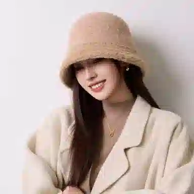 稻草人 毛绒水桶帽保暖防寒 简约百搭时尚 显脸小 涤纶 渔夫帽 女款