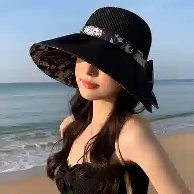 稻草人 百搭时尚显脸小 大帽檐遮阳防晒防紫外线 聚酯纤维 渔夫帽 女款