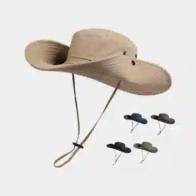 稻草人 户外钓鱼徒步登山 夏季遮阳防晒防紫外线 聚酯纤维 渔夫帽 男女同款情侣款