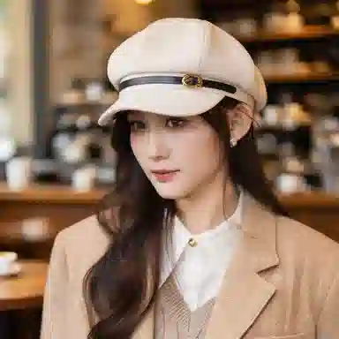 稻草人 秋冬经典百搭复古八角蓓蕾帽 日系时尚显脸小文艺报童帽 聚酯纤维 贝雷帽 女款