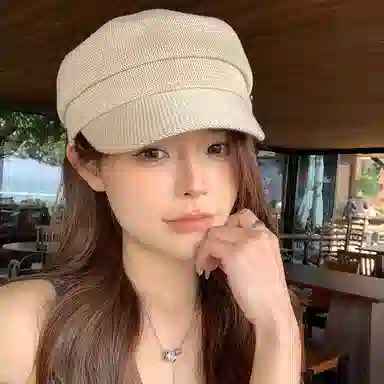 稻草人 简约休闲风复古八角日系百搭时尚潮流 聚酯纤维 贝雷帽 女款