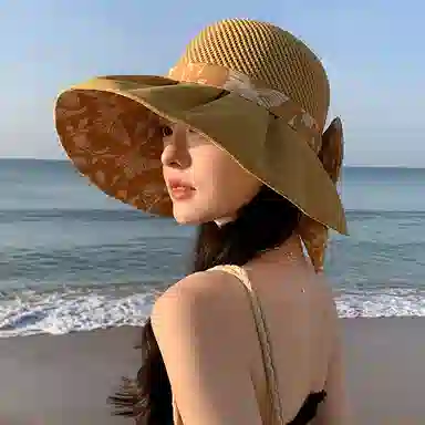 稻草人 百搭时尚显脸小 大帽檐遮阳防晒防紫外线 聚酯纤维 渔夫帽 女款