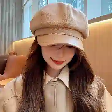 稻草人 秋冬韩系百搭显脸小八角帽 英伦复古文艺风  聚酯纤维 贝雷帽 女款