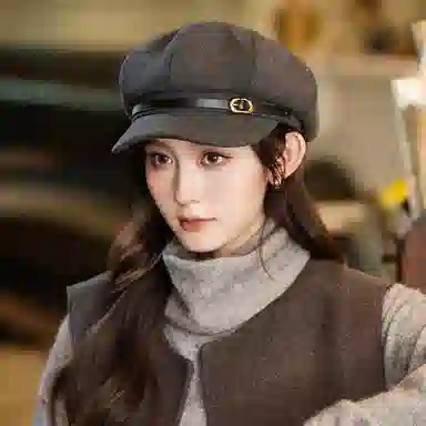 稻草人 秋冬经典百搭复古八角蓓蕾帽 日系时尚显脸小文艺报童帽 聚酯纤维 贝雷帽 女款