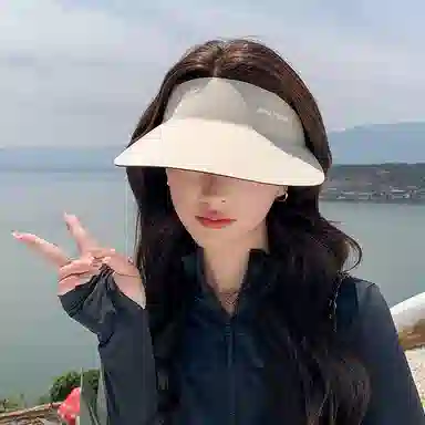 稻草人 夏季大檐遮阳防紫外线 显脸小 韩系百搭 空顶 无痕一体 腈锦纶 防晒帽 女款