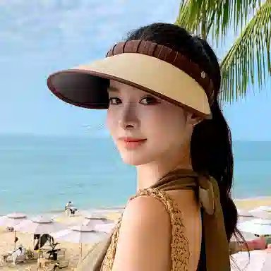 稻草人 大檐空顶可扎马尾 韩系百搭显脸小 遮阳防紫外线 聚丙烯 防晒帽 女款