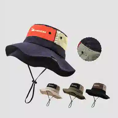 稻草人 夏季户外钓鱼徒步登山帽 遮阳防晒 简约百搭 撞色 聚酯纤维 渔夫帽 男女同款情侣款