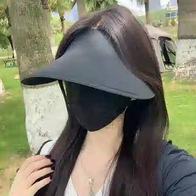 稻草人 夏季无痕一体空顶帽 大帽檐遮阳防紫外线 简约百搭显脸小 锦纶 防晒帽 女款