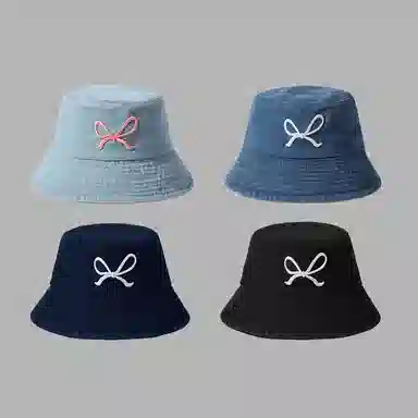 稻草人 日系时尚百搭蝴蝶显脸小 休闲简约文艺风 牛仔布 渔夫帽 女款