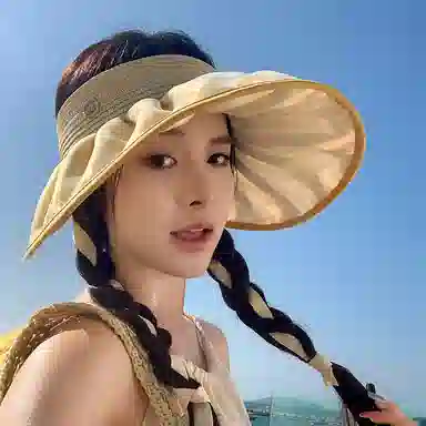 稻草人 空顶大檐遮阳防紫外线 出游韩系百搭显脸小 聚酯纤维 防晒帽 女款
