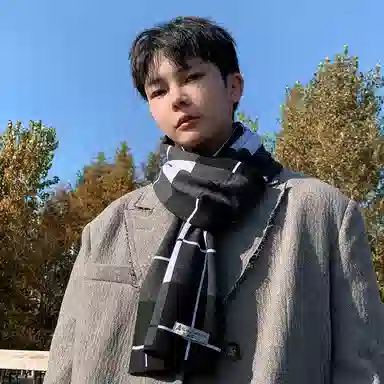 稻草人 男士冬季新款时尚百搭韩版休闲简约学生保暖围脖潮 聚酯纤维 绒线围巾 男款