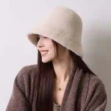 稻草人 毛绒水桶帽保暖防寒 简约百搭时尚 显脸小 涤纶 渔夫帽 女款