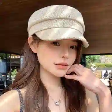 稻草人 简约休闲风复古八角日系百搭时尚潮流 聚酯纤维 贝雷帽 女款