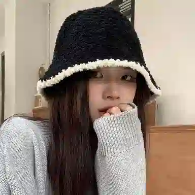 稻草人 韩版时尚百搭撞色气质高级感软糯保暖显脸小 聚酯纤维 渔夫帽 女款