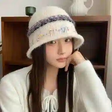 稻草人 韩版时尚可爱盆帽显脸小 秋冬保暖素颜百搭 聚酯纤维 渔夫帽 女款