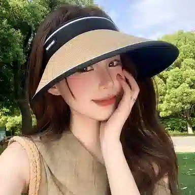稻草人 大帽檐空顶遮阳帽 防紫外线 显脸小 简约百搭 聚酯纤维 防晒帽 女款
