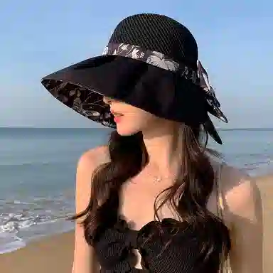 稻草人 百搭时尚显脸小 大帽檐遮阳防晒防紫外线 聚酯纤维 渔夫帽 女款