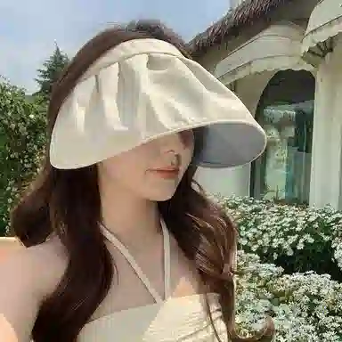 稻草人 夏季防紫外线空顶太阳帽 韩系百搭显脸小 大帽檐 可折叠 涤纶 防晒帽 女款